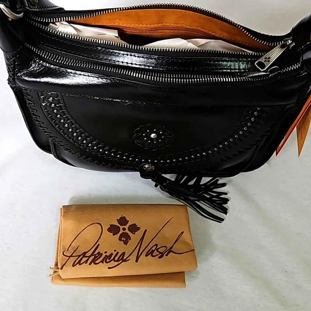 Patricia Nash vintage distressed leather Camila hobo shoulder bag.